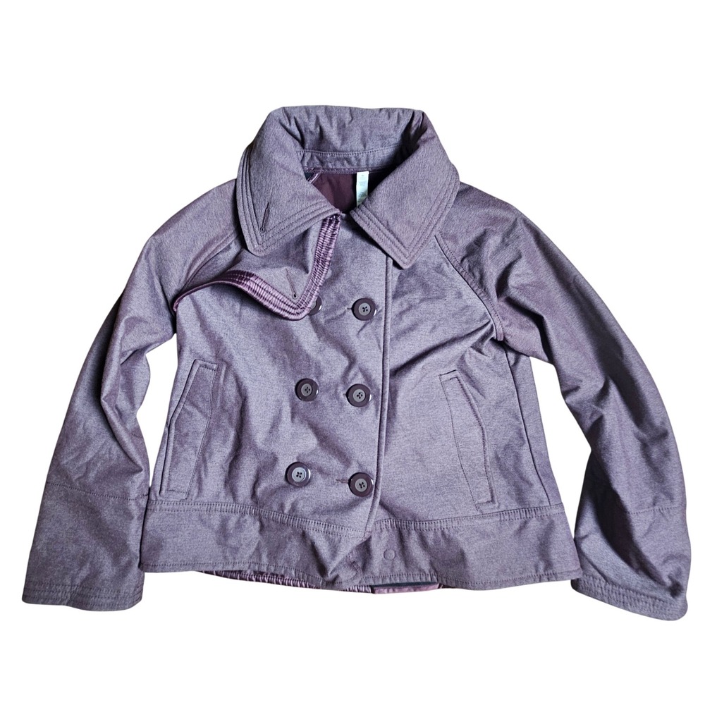 Lululemon‎ Athletica Coco Softshell Pea Coat Double Breasted Bordeaux Drama 12